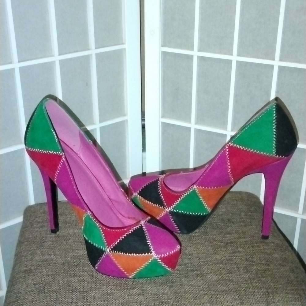 Colorful Patchwork Women's Heels - image 3